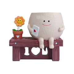 Unique Sit Long Chair Succulent Pots Smile Face Planter Pot Resin Unique Cute Head Flower Planter for Indoor Outdoor Plants