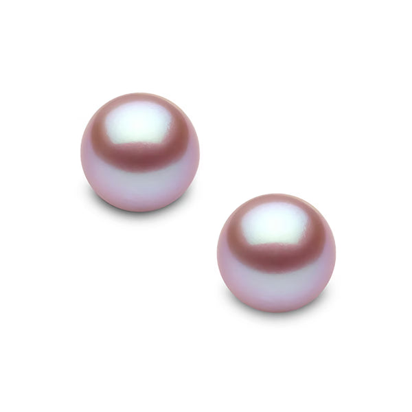 6.5-7Mm Cultured Freshwater Pink Pearl Stud Earrings, 18Ct Yellow Gold