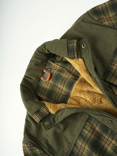 Men's American Size Autumn/Winter Fleece-Lined Warm Plaid Jacket