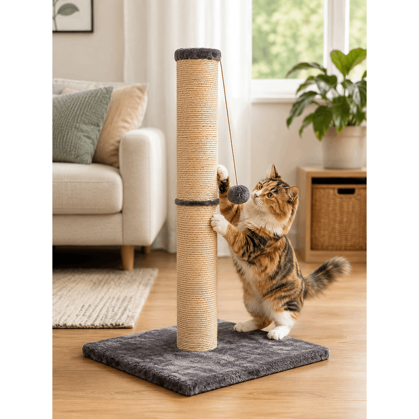 Cat Scratching Post 40cm Scratch Post Kitten Cat Tree Scratcher Sisal Pole Vertical Claw Scratching Tall Modern Design For Cats New