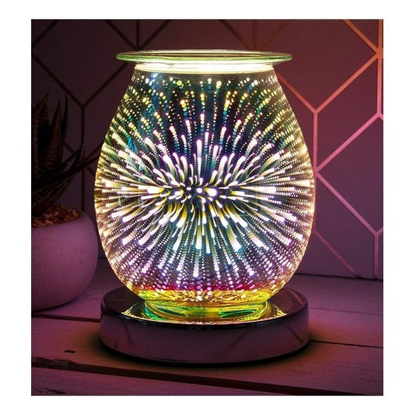 3D Firework & Lightning Effect Electric Wax Melt Burner Lamp – Aromatherapy Oil Burner, Fragrance Diffuser & Warmer for Home Décor, Bedroom & Living Room – Decorative 17cm Touch Lamp