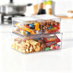3-Piece Set of Transparent Stackable Storage Containers with Lids, Cosmetics and Jewelry Storage Box, Multi-functional Home Storage Box for Bathrooms, Bedrooms, Living Rooms and Kitchens and Picnic Use