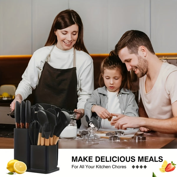 Silicone Kitchen Utensils Set | Heat Resistant And, Suitable For Non Stick Pans, Stainless Steel Cutting Tools, Small Kitchen Tools, Ideal Holiday Gift 17+2 Sets Of Food Grade Silicone Cooking Combinations