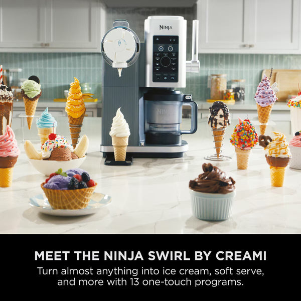 Ninja Swirl by Creami 13-In-1 Soft Serve & Ice Cream Maker, NC701UK
