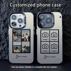 Phone Case: Custom Phone Case - Photo Grid (4-Slot) Design with Black Border, Personalized for iPhone 17/ 16/ 15/ 14/ 13/ 12/ 11 Pro Max/ Pro/ Plus, Perfect Creative Gift for Birthdays, Valentine's Day. iPhone 17 Pro Max Case, iPhone 16 Pro Max Case