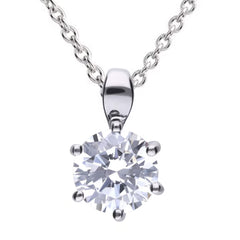 Diamonfire Sterling Silver Six Claw Cubic Zirconia Pendant