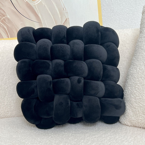 1pc Hand-woven Square Cushion Knot Pillow