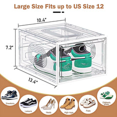 6/9/10-pack Transparent thickened shoe box with magnetic door, closet shoe box, sneaker storage box, dustproof and waterproof, stackable shoe box, upgraded sturdy shoe box, multifunctional sneaker storage box