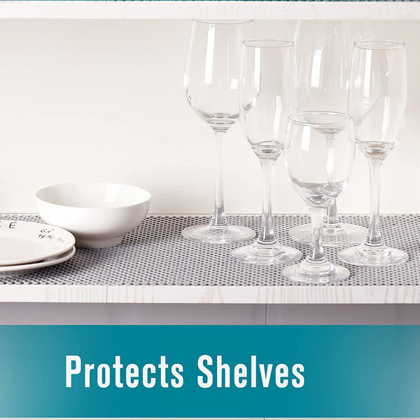 Shelf Liner, Non-Adhesive Roll Drawer Liners 12 Inches X 20 Feet, Non Slip Grip Durable Strong Clean, Shelving Liner for Kitchen Cabinets,Storage, Desks, Kitchenware, Tableware, Light Gray