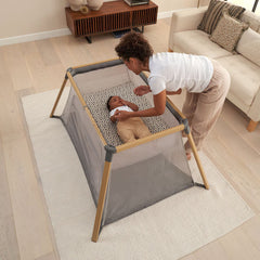 Tutti Bambini Cozee Go Day & Night Travel Cot Bundle, Oak & Charcoal