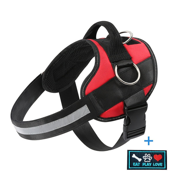 Adjustable Dog Harness for Small & Large Dogs - Reflective Nylon Vest with Striped Design, D-Ring Leash Attachment, and 