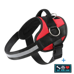 Adjustable Dog Harness for Small & Large Dogs - Reflective Nylon Vest with Striped Design, D-Ring Leash Attachment, and 
