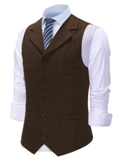 Men'S Vest Retro Fashion Groom Wedding Party Vest Men'S Herringbone Casual Business Waistcoat
