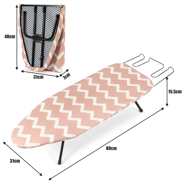 Ironing Board Foldable Mini Ironing Board Tabletop Ironing Board Foldable Portable Design with Built-in Iron Rest, Non-Slip Legs, Lightweight for Small Spaces, Dorms, Apartments