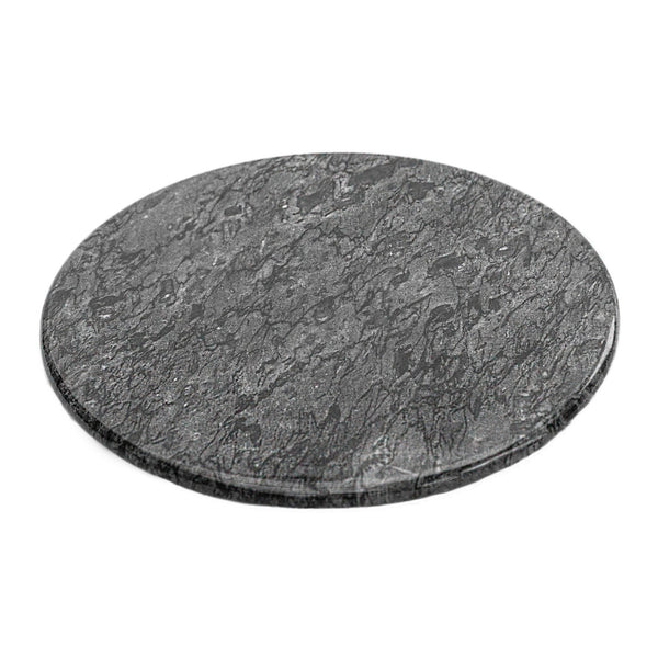 Homiu Round Marble Chopping Boards (Black/White - 25x25x2cm), Heat Resistant Worktop Protector, Cutting Board for Kitchen, Non-Slip Easy to Clean Chopping Board, Hard-Wearing Marble, Classic Elegant Design, Ideal for Gifts, Multi-use as Cheese board, Frui