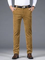 Men's Four-Season Corduroy Slim Fit Straight-Leg Casual Trousers