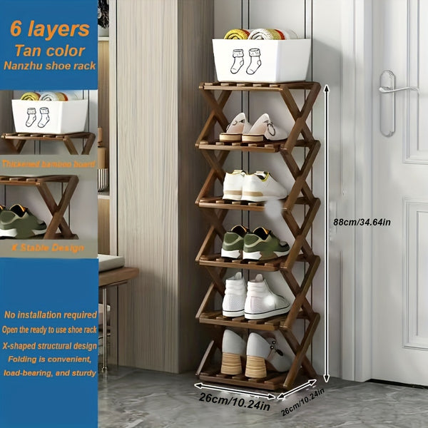 1pc Free Installation Retractable Shoe Rack, Foldable 3-9 Layer Shoe Rack, Small Narrow Doorway Home, Multi-layer Simple Shoe Cabinet