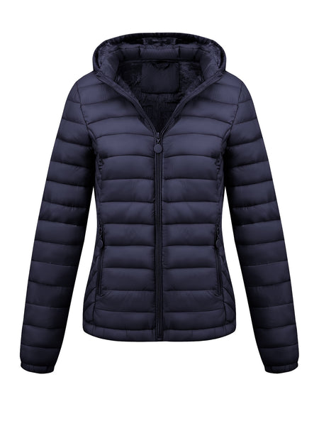 Women's Autumn/Winter Simple Lightweight Hooded Commuter Padded Coat with Pockets