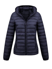 Women's Autumn/Winter Simple Lightweight Hooded Commuter Padded Coat with Pockets