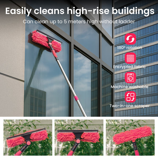 4M Window Squeegee Set Glass Cleaning Tool with Extension Poles & Washer for Indoor and Outdoor Use