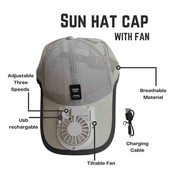 USB Rechargeable Cooling Fan Baseball Cap, 3-Speed Adjustable Airflow Sun Hat for Outdoor Sports, Golf, Fishing, Hiking