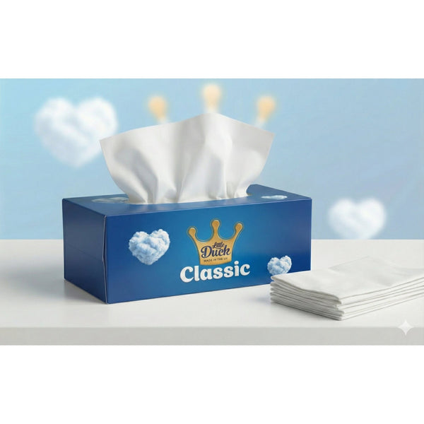 Little Duck Classic: Luxury Facial Tissue - 24 Box Bulk Case Pure 2-Ply Softness | Made in the UK | 90 Sheets per Box