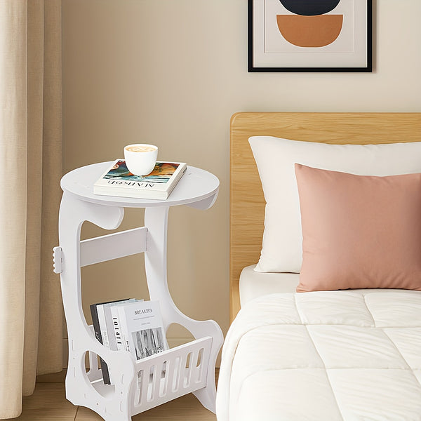 Modern Wooden Nightstand with Three Tiers, Measuring 49X46X29.5Cm, Suitable for Bedrooms, Living Rooms, And Hallways, Easy to Assemble, Can Also Serve As a Coffee Table