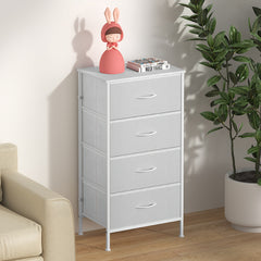 Frmobepts 4-Drawer Tall Dresser with Large Storage Cabinet - Modern Fabric & Wood Top Storage Organizer, Sturdy Metal Frame & MDF Construction, 68.58cm+ Height Freestanding Dresser with Spacious Drawers for Bedroom/Living Room