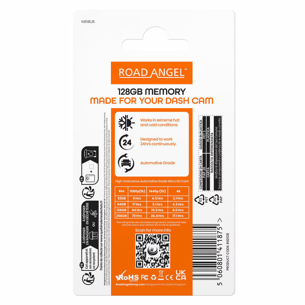 Road Angel Hardwiring Kit for Halo View 3 with 128GB SD Card
