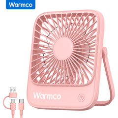 Warmco Quiet Mini USB Desk Fan - USB-Powered Portable Cooling Fan with Strong Wind, 3-Speed Adjustable Speeds & 180° Rotation, Compact Suitable for Home Office Desk, USB-Powered for PC, Laptop, Bedside, Small Room Cooling Device