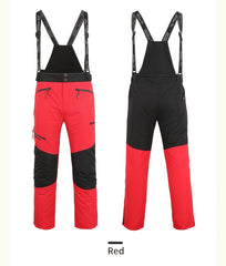 2025 New Men's Winter Thickened Ski Pants, Patchwork Design, Detachable Suspenders, Extra Thick and Warm, Suitable for Outdoor Skiing, Hiking, and Mountaineering
