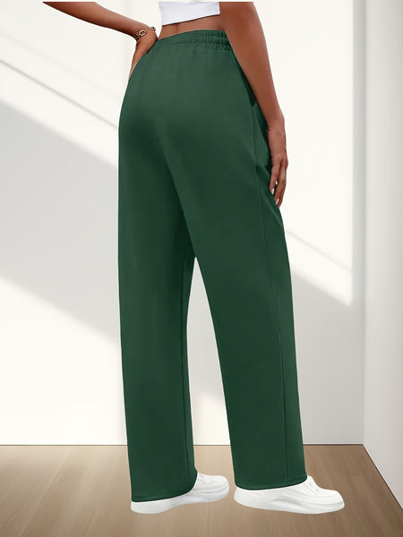 3pcs Women's Solid Color Oversized Jogger Pants with Elastic Drawstring Waist - Loose-Fit Polyester Track Pants Suitable for,, & Casual Attire - Machine Washable Casual Wear (Year-Round)