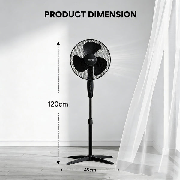 16inch Oscillating Pedestal Floor Fan Standing Air Cooling 3 Speed Cool Setting Electric Silent for Home, Office & Bedroom Living Room