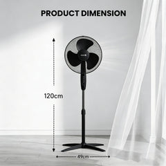 16inch Oscillating Pedestal Floor Fan Standing Air Cooling 3 Speed Cool Setting Electric Silent for Home, Office & Bedroom Living Room