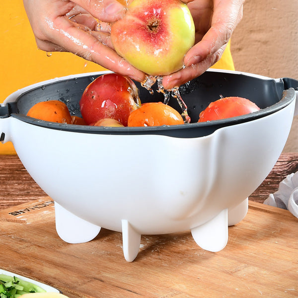 Rotate Vegetable Cutter 9 in 1 Multifunction Vegetable Slicer with Drain Basket Portable Large Capacity Vegetables Chopper Sets Kitchen Tool Kitchen Accessories