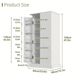 Modern White Wooden Kitchen Pantry Cabinet with Doors & Adjustable Shelves – Spacious Storage Organizer for Dishes, Utensils, and Food in the Kitchen, Living Room, or Dining Area, Kitchen Organizers And Storage