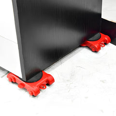 The 5pcs Red Heavy-Duty Furniture Moving Kit with Lift And Slider Moving Wheels Is an Easy-To-Move Tool Set Suitable for Moving Washing Machines, Refrigerators, Etc