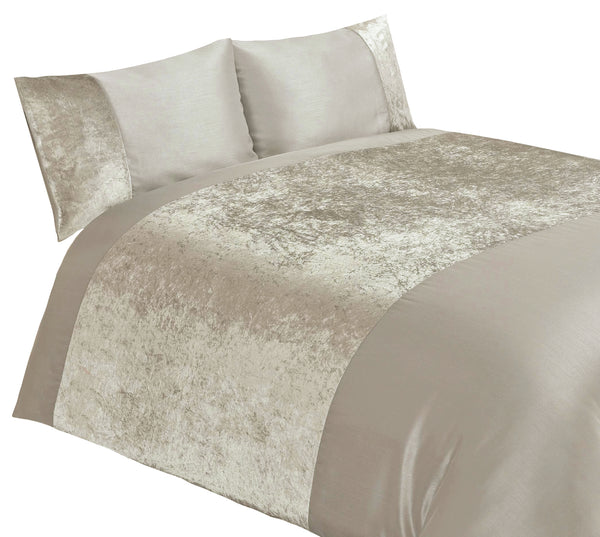 VelvetGlow Crushed Velvet Panel Duvet Cover Set – Luxury Shimmer Bedding with Soft Silky Finish | Glam Hotel-Style Bedroom Look | Easy-Care Polycotton | Single, Double, King & Super King Sizes | Includes Pillowcases | Fast UK Dispatch