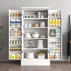 129.54cm Kitchen Cupboard Pantry with Doors And Adjustable Shelves, White Storage Cupboard, Freestanding Storage Cabinet for Kitchen, Living Room And Dining Room Kitchen Organizers And Storage
