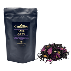 Earl Grey Tea - Loose Leaf Black Tea with Bergamot & Rose - 100g Pack (40–50 Cups) - Elegant & Fragrant Blend