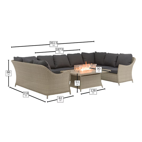 Bramblecrest Monterey Rattan Modular U-Shaped 4 Piece Fire Patio Set
