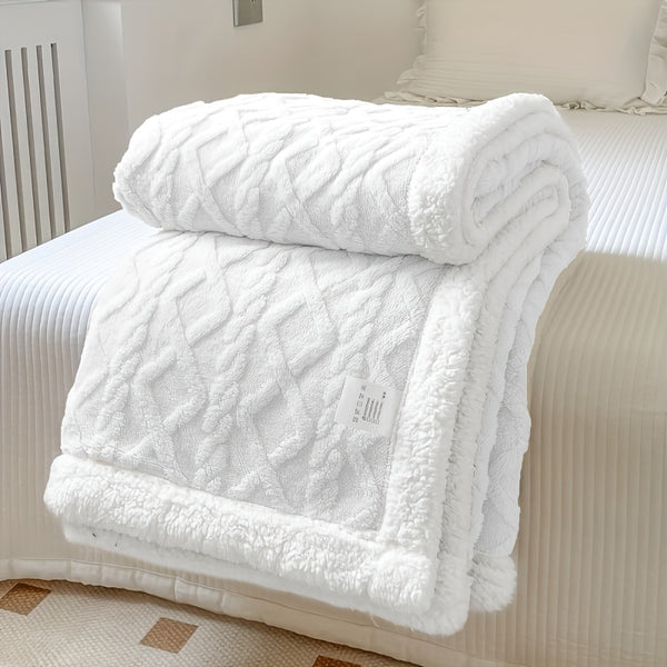 Throw Blanket - Fluffy Soft Cosy Winter Blankets, Thick Warm Throws for Sofa Bed Office Travel Christmas Gift White, Beige, Light Grey, Light Blue, Dark Grey & Dark Blue