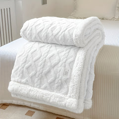 Throw Blanket - Fluffy Soft Cosy Winter Blankets, Thick Warm Throws for Sofa Bed Office Travel Christmas Gift White, Beige, Light Grey, Light Blue, Dark Grey & Dark Blue