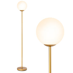DORTALA Modern 165.1cm Floor Lamp with Golden Globe & Glass Shade, Foot-Operated Switch - Heavy-Duty Weighted Base Standing, Plug (220-240V), Metal/P Glass for Living Room, Bedroom, Home Office - Easy Assembly Luxury