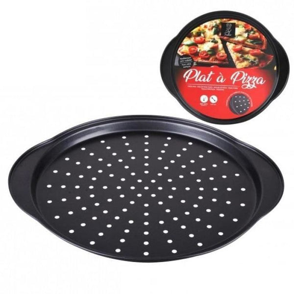 Non Stick Ventilated Pizza Pan 33cm Round Tray Crispy Crust Oven Bake Cookware Bakeware Classic