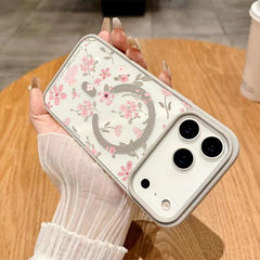 A Magnetic Phone Case with Small Pink Floral Designs, Compatible with for iphone Models 11 Through 17, Including Pro And Plus Versions. It Offers Complete Lens Protection And Is an Aesthetic Accessory with a Stylish Cover And High-Quality Print.
