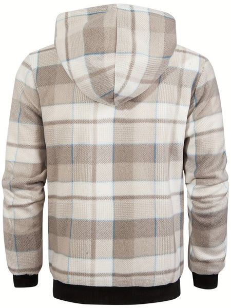 Jacket for Men Heavyweight Fleece Hoodies Thick Sherpa Lined Flannel Plaid Shirt Jacket