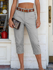 Women'S High-Waisted Straight-Leg Cropped Casual Pants | Side-Pocket Design, Breathable Drape Fabric, Office & Commute Pants | 2026 Summer New Arrival Women'S Casual Pants, Summer Women'S Clothing, Women'S, Affordable