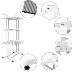 Foldable Extra Large Clothes Drying Rack 4 Tier For Indoor Outdoor Laundry Room Laundry Garment Dryer Stand Adjustable Rolling Laundry