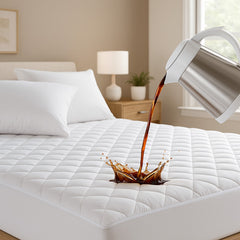 Quilted Waterproof Mattress Protectors 30cm Skirt, Anti Bed Bug Protector, Allergen Protection, Easy To Clean, Soft Bamboo Material